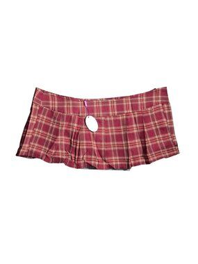 NWT | Avidlove Red Plaid Pleated Mini Skirt | Schoolgirl Chic | XXXL